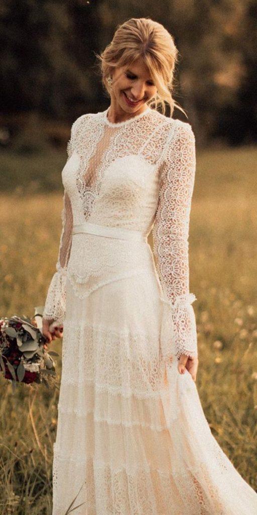 vintage wedding dresses with long sleeves lace boho rustic ladonnahochzeitsatelier