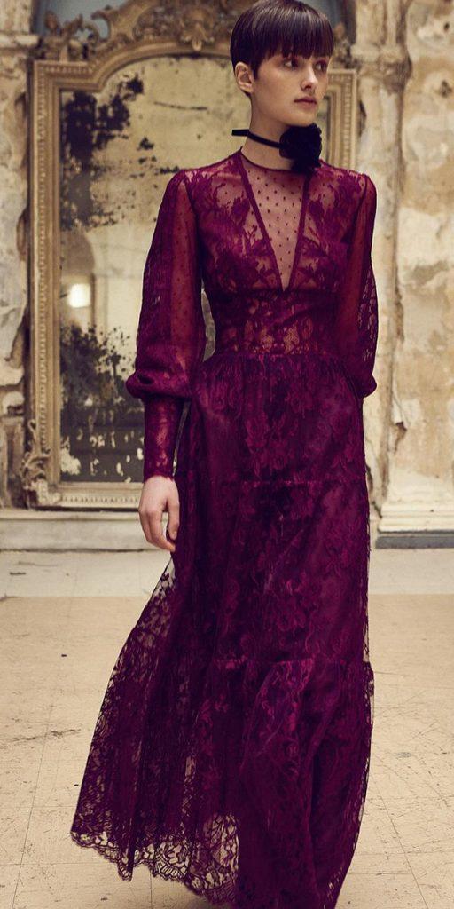  winter wedding guest dresses with long sleeves lace burgundy costarellos