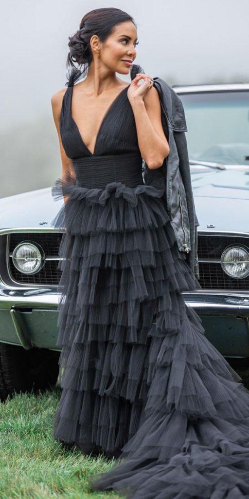 black wedding dresses simple black tulle skirt rustic ruffled fisettephotography