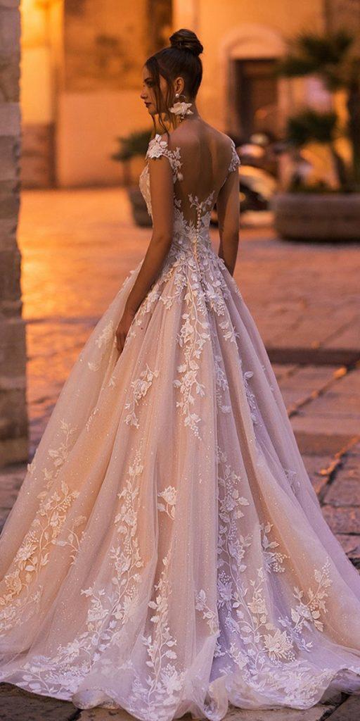  blush wedding dresses a line lace romantic naviblue
