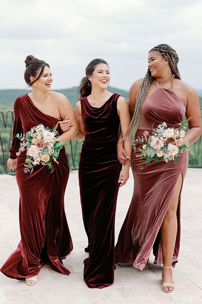 burgundy bridesmaid dresses velvet simple long shoprevelry