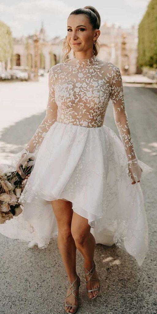  high low wedding dresses with long sleeves country rustic rimearodaky