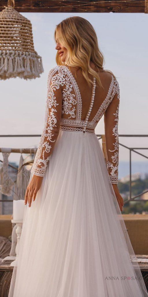 illusion long sleeve wedding dresses lace with illusion back la petra