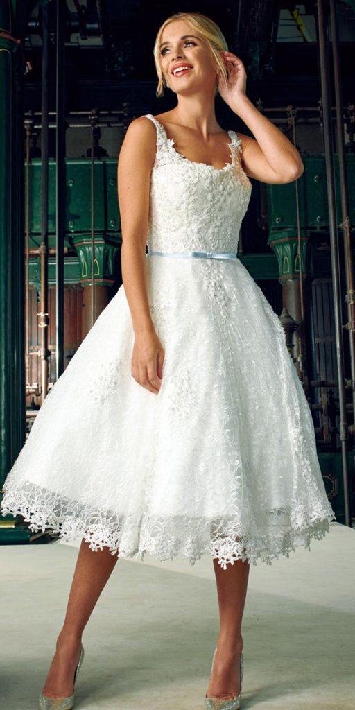 knee length wedding dresses lace vintgae romantic mooshkibridal