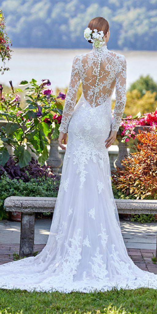 lace back wedding dresses with illusion sleeves lace inesdisanto