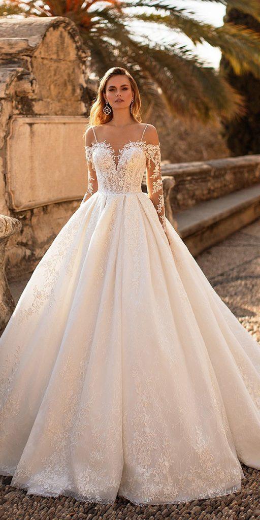 lace-ball gown wedding dresses off the shoulder with sleeves sweetheart neckline lussanobridal