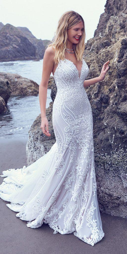 lace beach wedding dresses lace with spaghetti straps maggiesottero