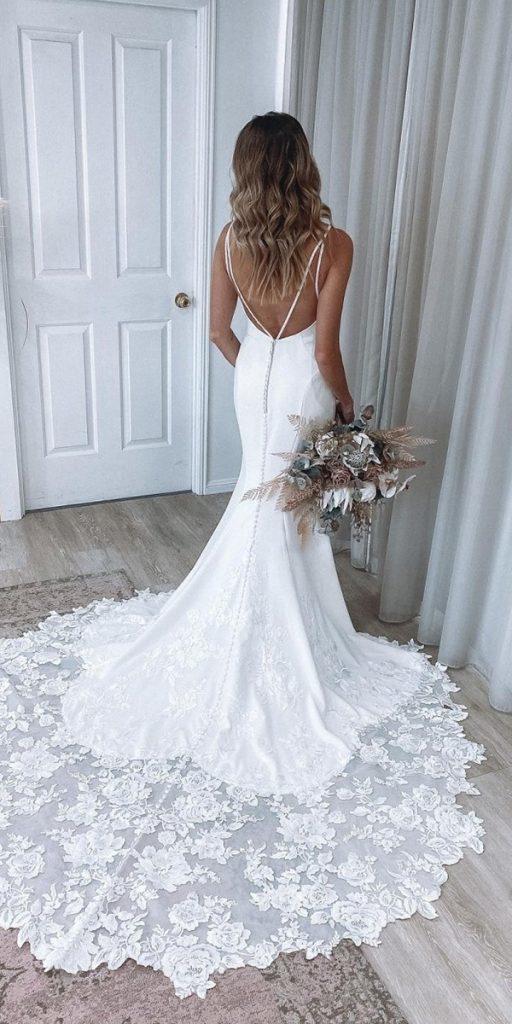 lace bridal gowns mermaid with spaghetti straps train essenseofaustralia