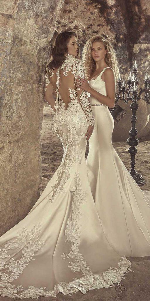 lace wedding dresses with sleeves fit and flare with sleeves tattoo effect back pnina tornai