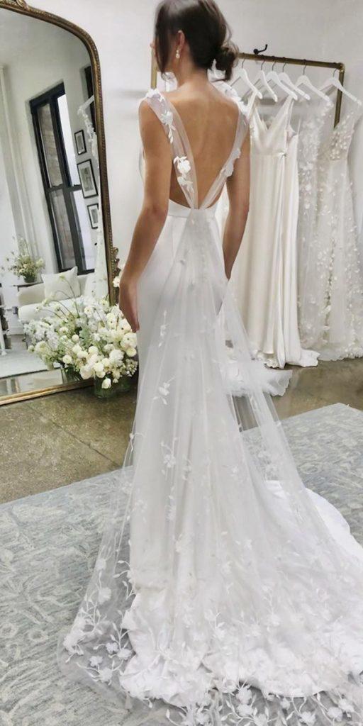 rustic lace wedding dresses v back sheath flower alexandragrecco
