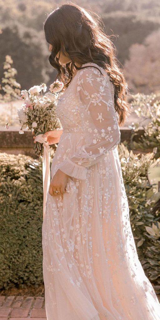 rustic lace wedding dresses with sleeves boho needleandthreadlondon