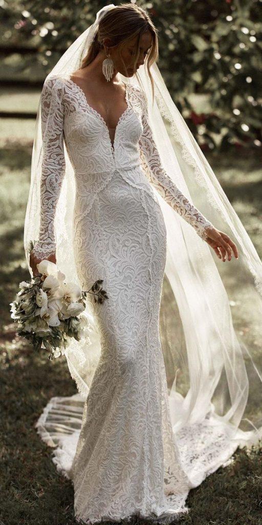 rustic wedding dresses mermaid with long sleeves lace grace_loves_lace