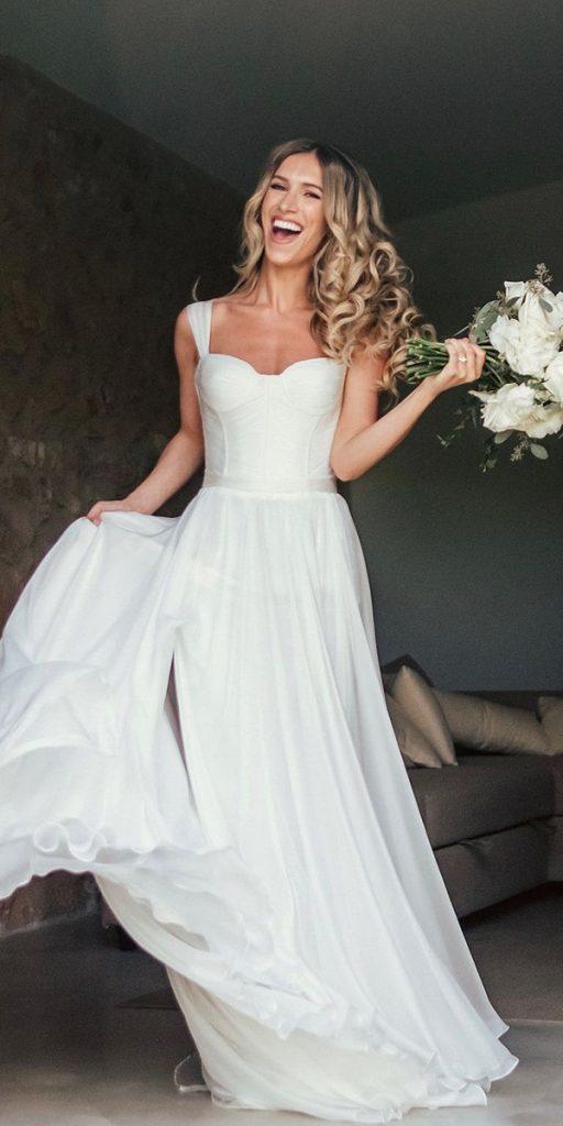 simple wedding dresses a line sweetheart neckline romantic beach suzanneneville