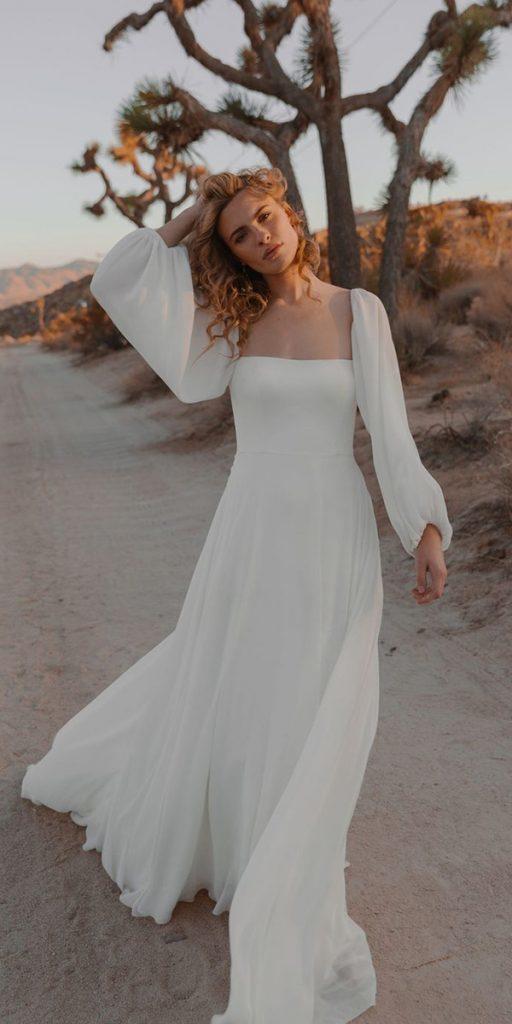 simple wedding dresses a line with long sleeves country flowy jennyyoonyc