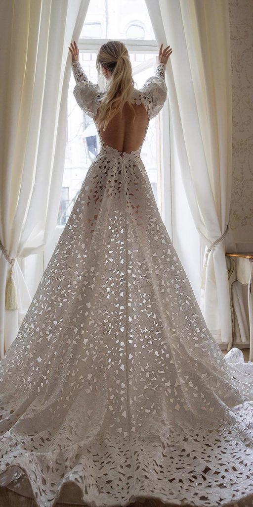 trendy wedding dresses a line open back with sleeves julievinobridal