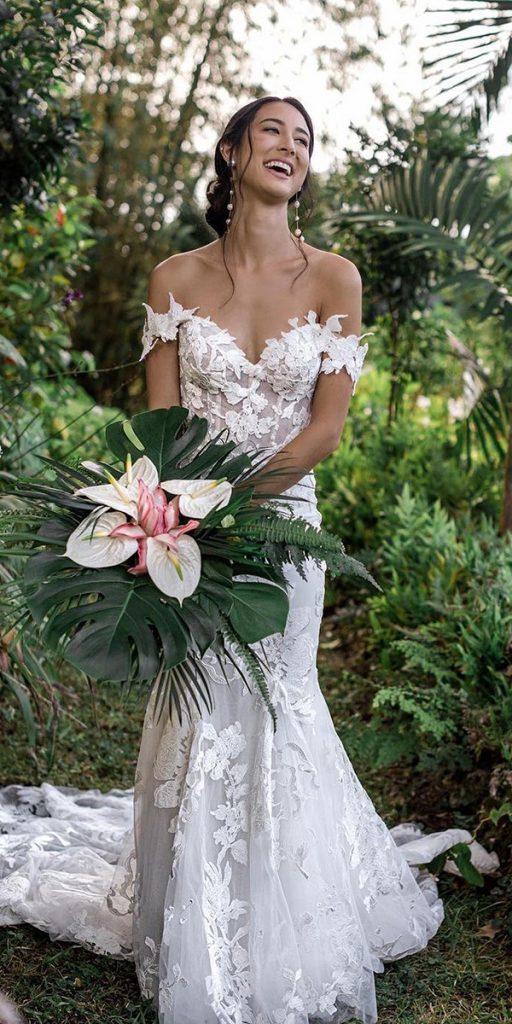trendy wedding dresses mermaid lace sweetheart strapless neckline moniquelhuillier