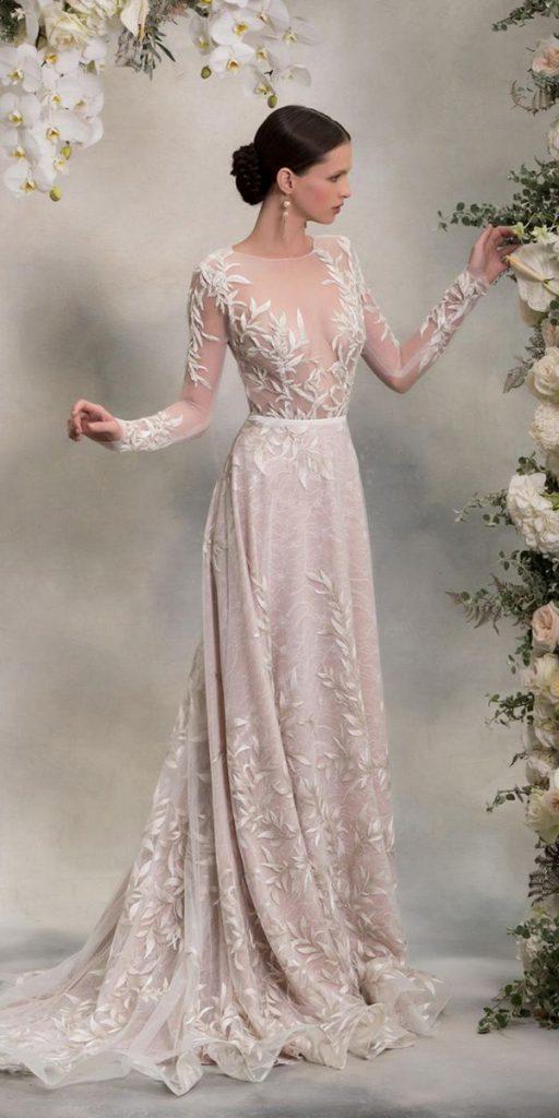 bohemian wedding dresses a line with long sleeves floral lace anna georgina