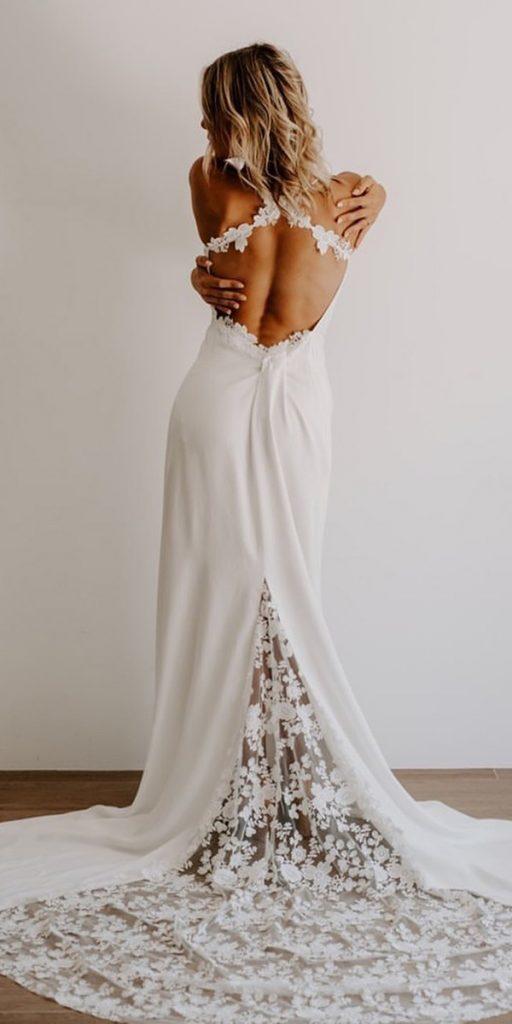bohemian wedding dresses sheath open back train sophiesarfati