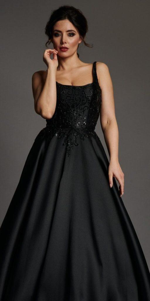 gothic wedding dresses a line lace top black mooshkibridal
