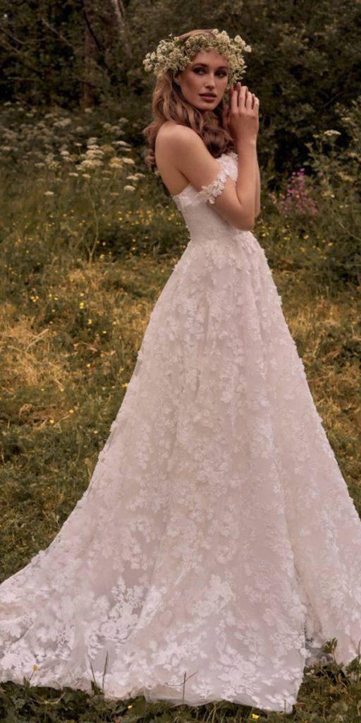 lace boho wedding dresses a line off the shoulder country rustic stephanie allin