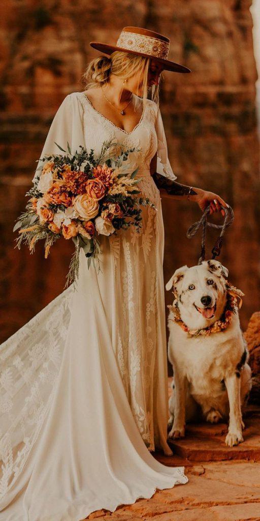 lace boho wedding dresses sheath with sleeves barn style dreamersandlovers