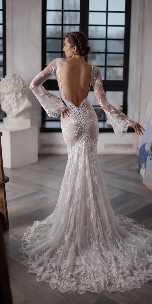 lace bridal gowns mermaid with long sleeves open back sexy julie vino