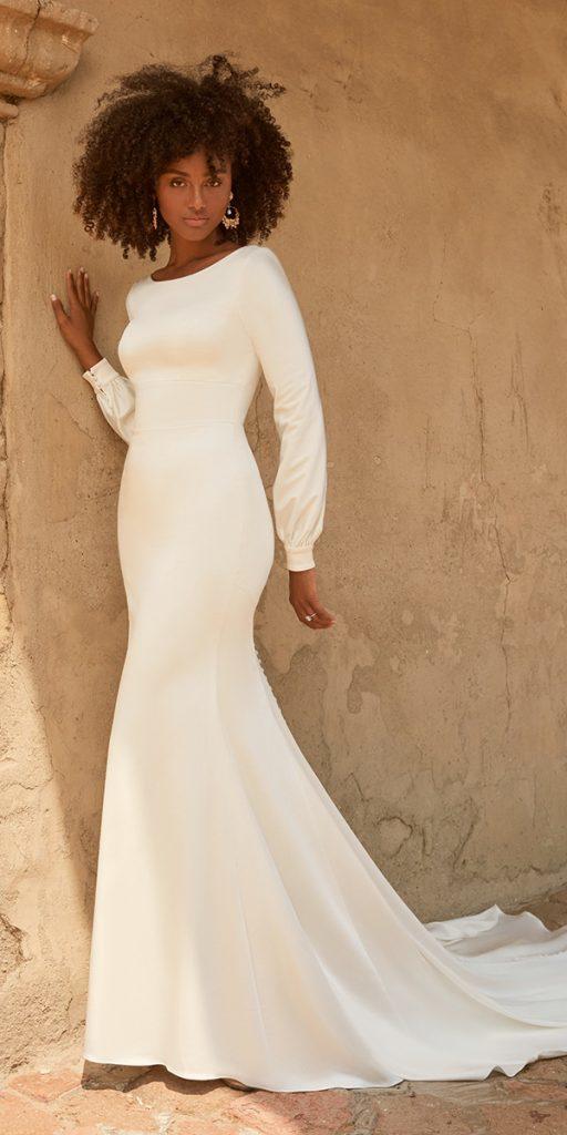 modest wedding dresses sheath with long sleeves simple maggiesottero