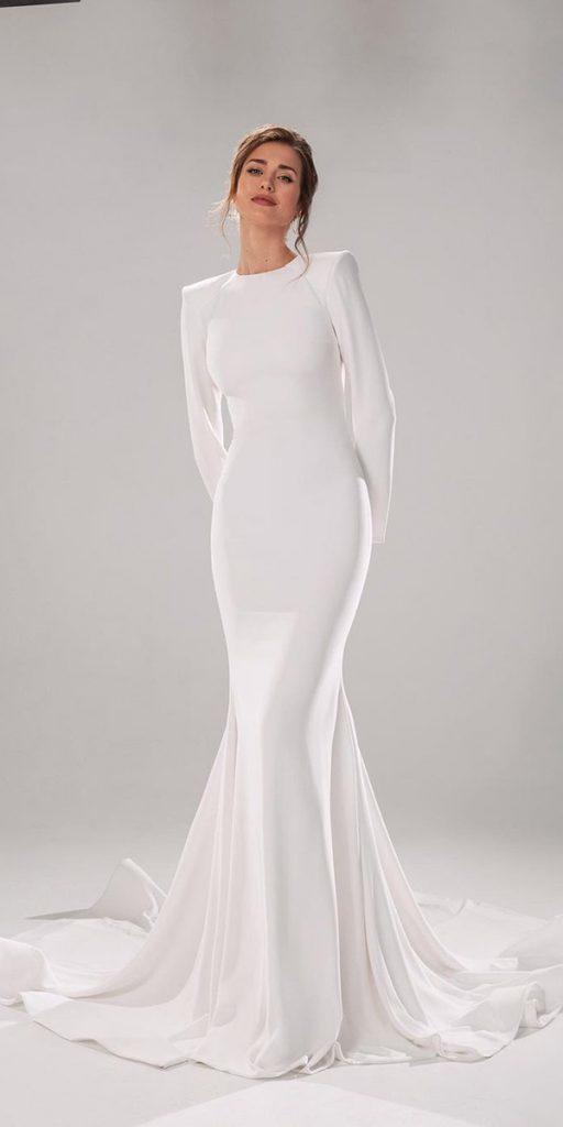 modest wedding dresses trumpet with long sleeves simple innocentiadresses