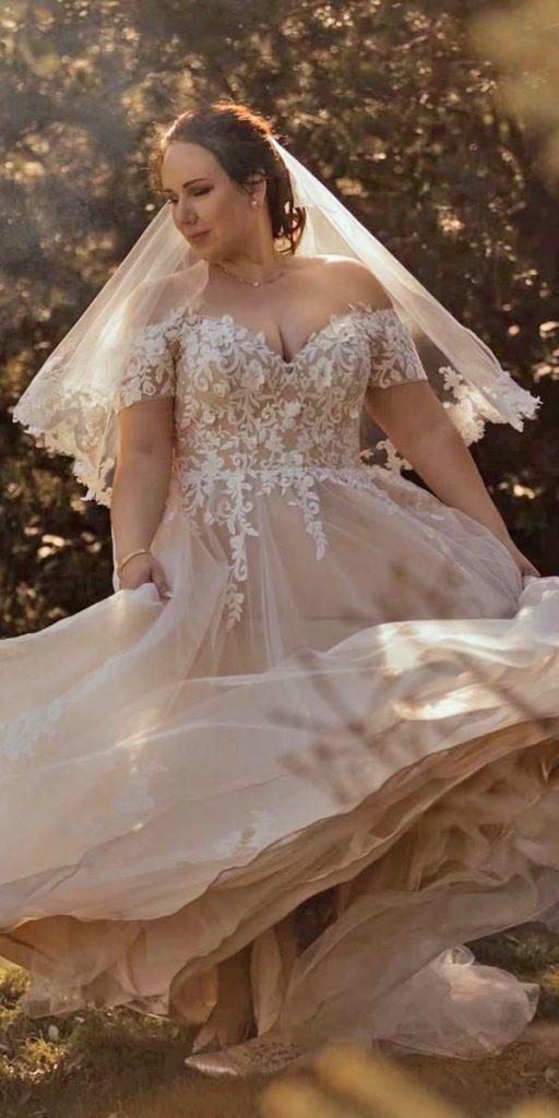  plus size wedding dresses a line off the shoulder lace country cocomelody