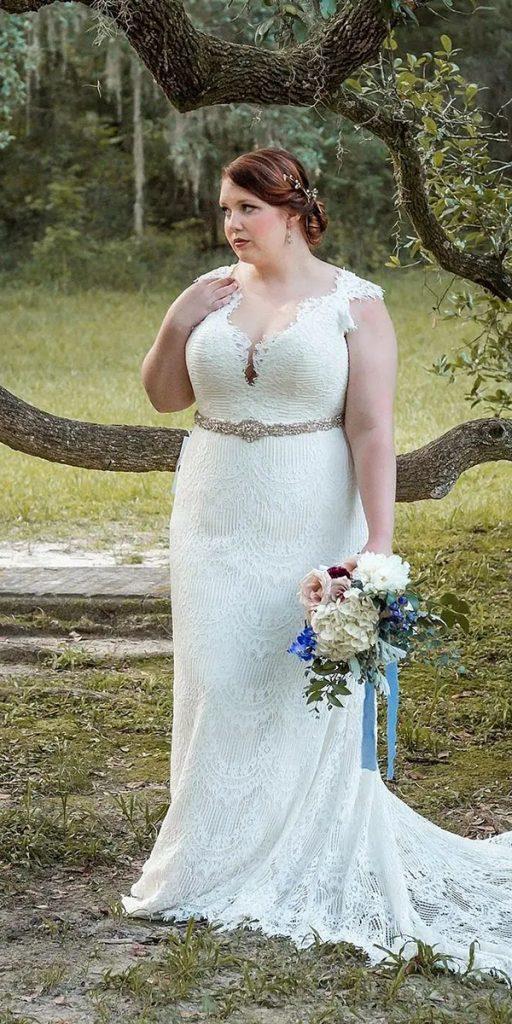 plus size wedding dresses sheath vintage lace studiolevana