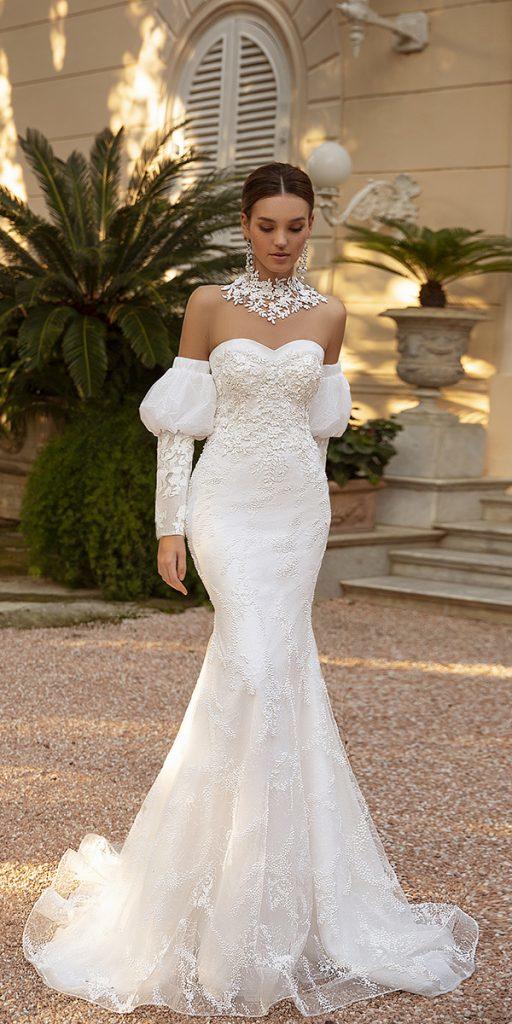 sweetheart mermaid wedding dresses sweetheart neckline with sleeves off the shoulder valerdi