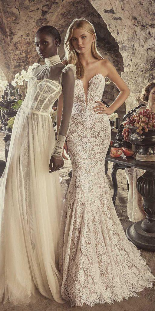 unique lace wedding dresses fit and flare sweetheart neckline pnina tornai