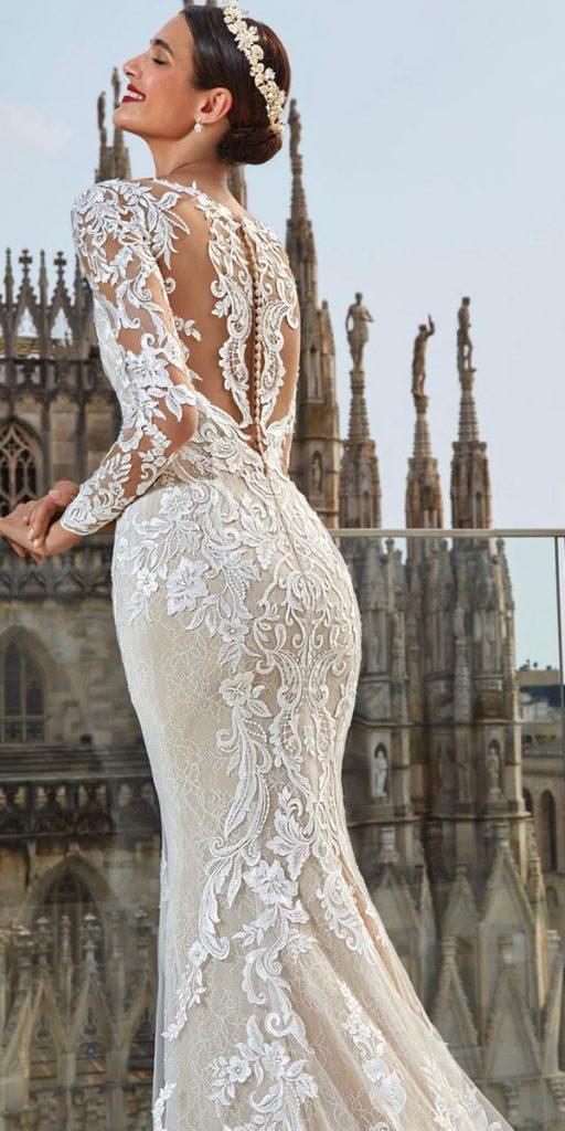 unique lace wedding dresses with long sleeves tattoo effect back demetrios
