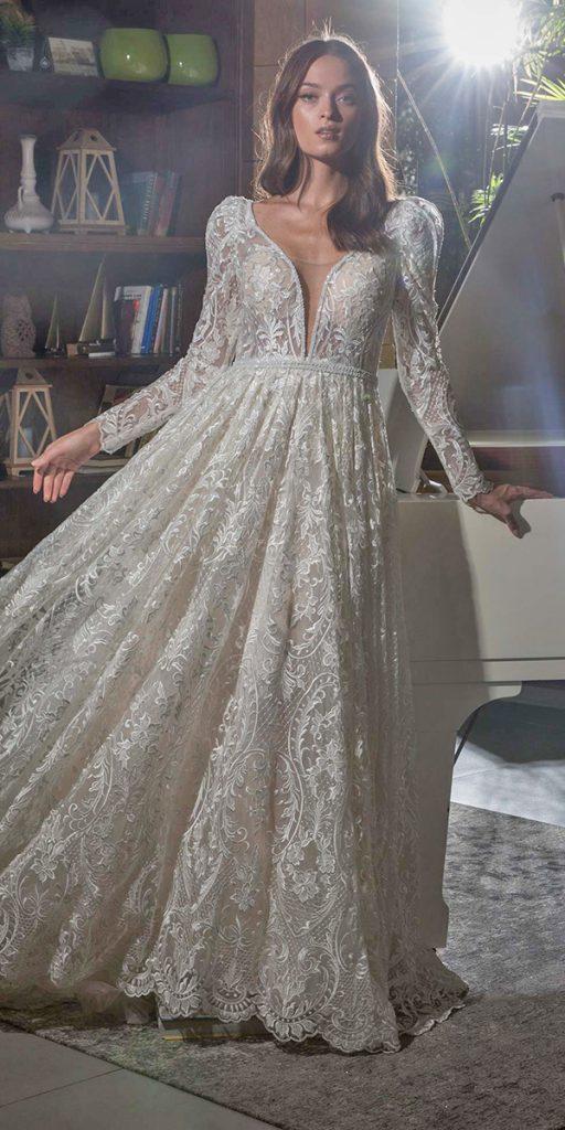 vintage lace wedding dresses a line wiht long sleeves oved cohen