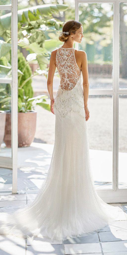 vintage lace wedding dresses sheath lace back illusion rosa clara