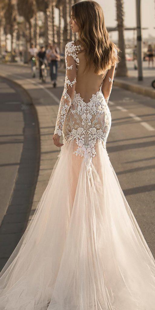  wedding dresses with lace sleeves fit and flare open back lace pninatornai