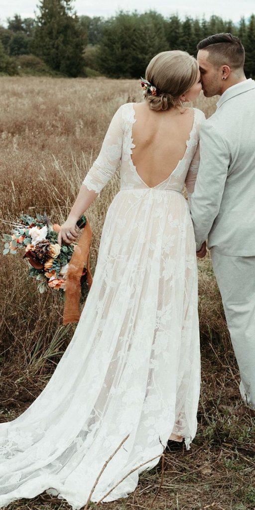 bridal gowns with sleeves low back lace country boho wearyourlovexo