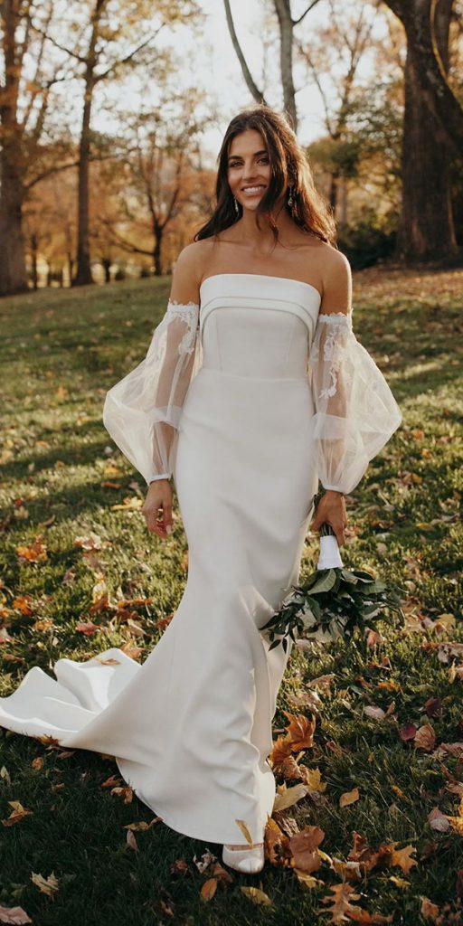 bridal gowns with sleeves sheath country off the shoulder annebargebrida