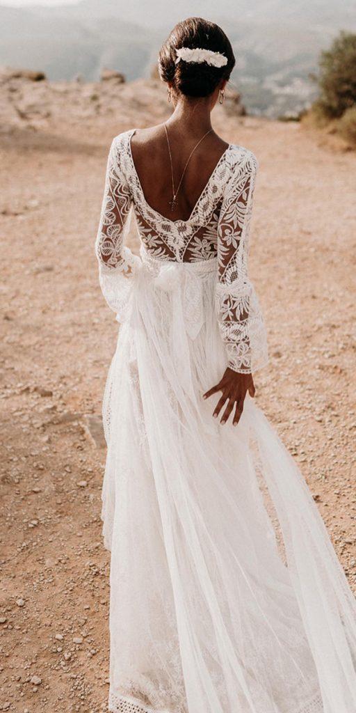 country wedding dresses a line with long sleeves lace low back lorenzoaccardi photography