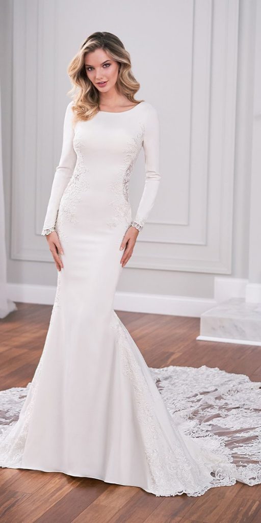 mermaid wedding dresses with long sleeves simple train martinthornburg