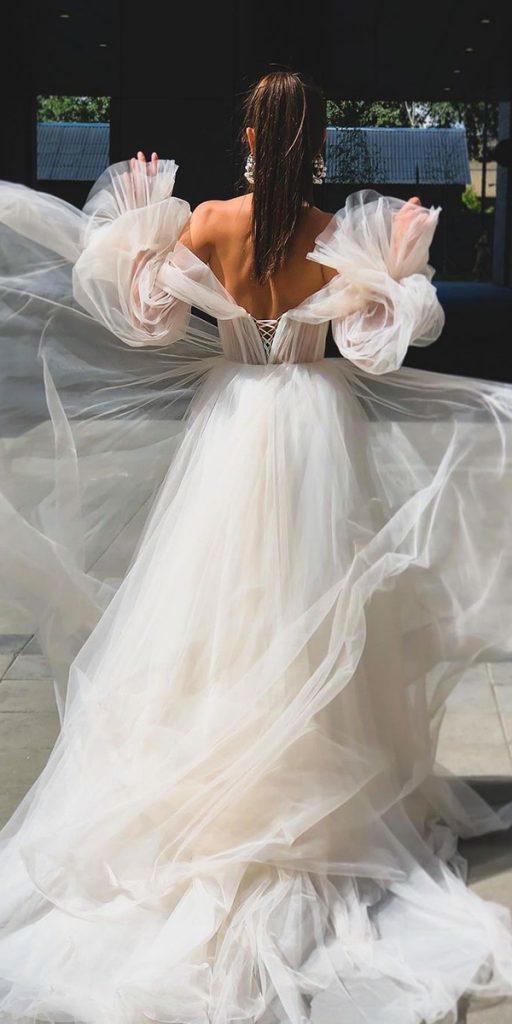 romantic bridal gowns simple off the shoulder beach low back alexveil