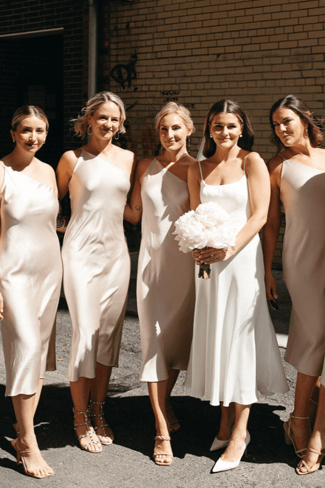 Short Champagne Colored Bridesmaid Dresses