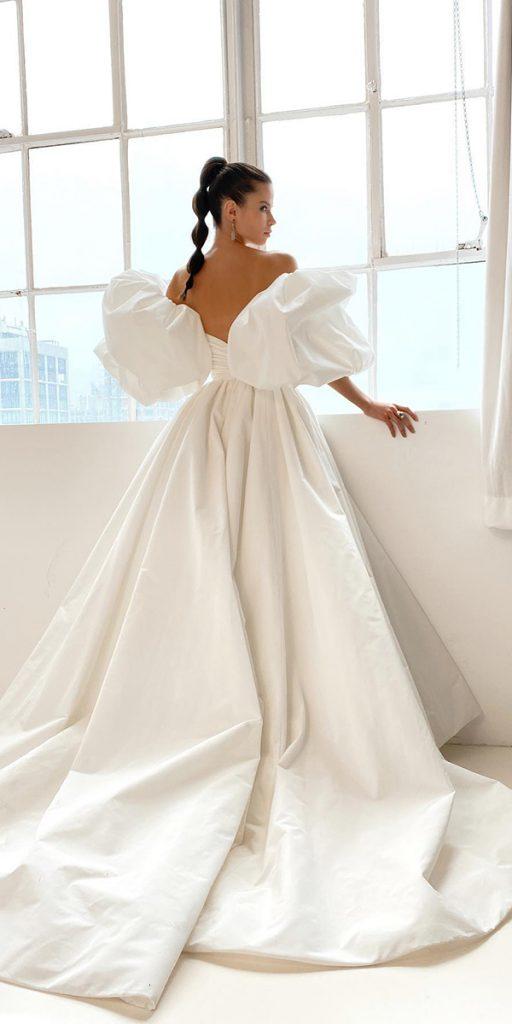 simple wedding dresses with puff sleeves lazarobridal
