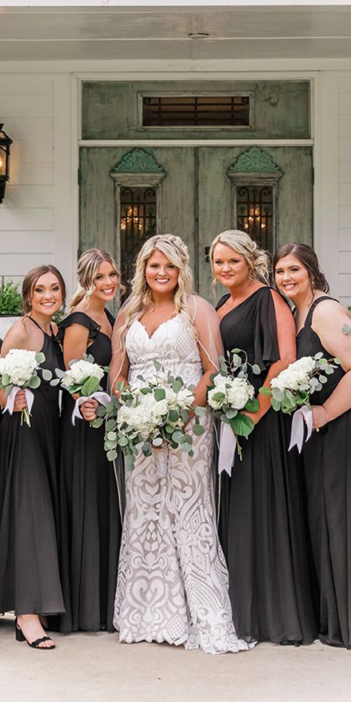 wedding part dresses bridesmaid balck long simple casablancabridal