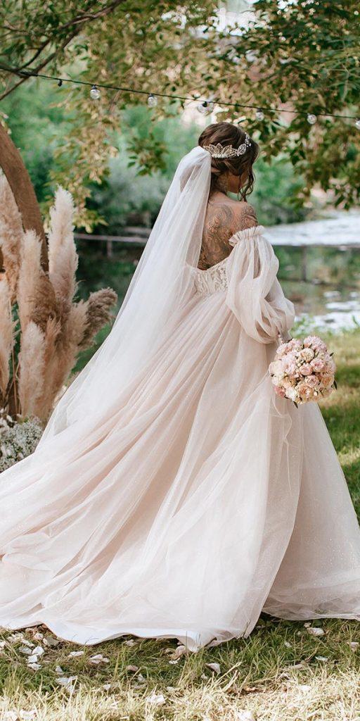 ball gown wedding dresses with sleeves off the shoulder simple alina_kulikova
