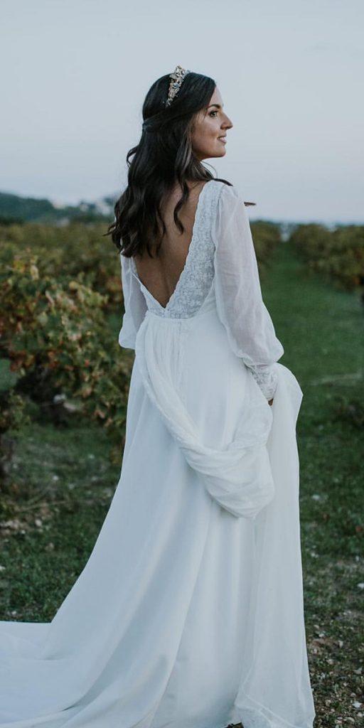 boho wedding dresses with sleeves simple open back rustic ohqueluna