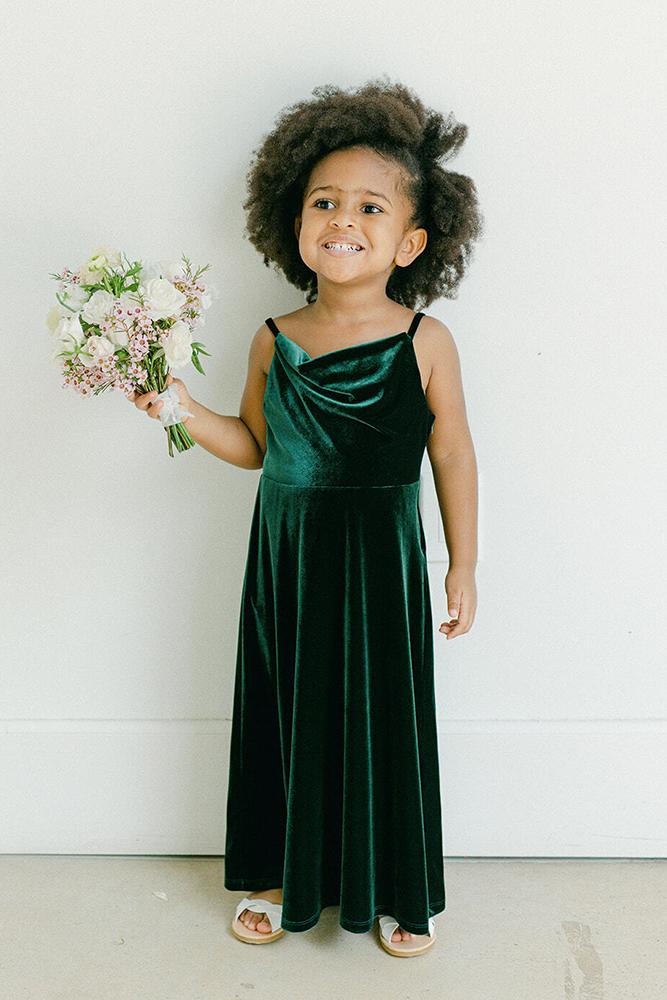 country flower girl dresses green dark velvet rustic revelry