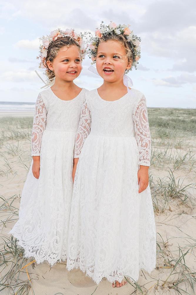 country flower girl dresse lace with long sleeves arabellaandrose