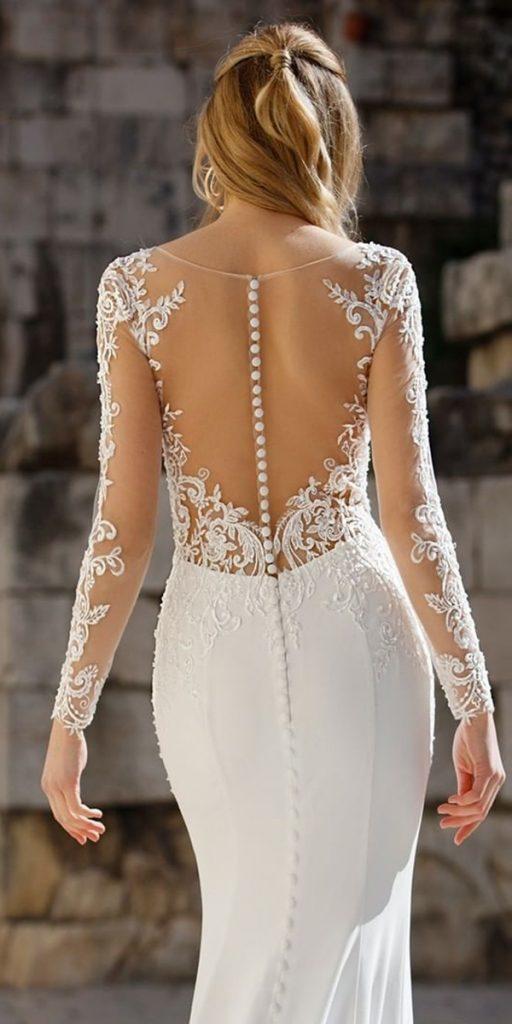 lace back wedding dresses with illusion sleeves illusion jarice