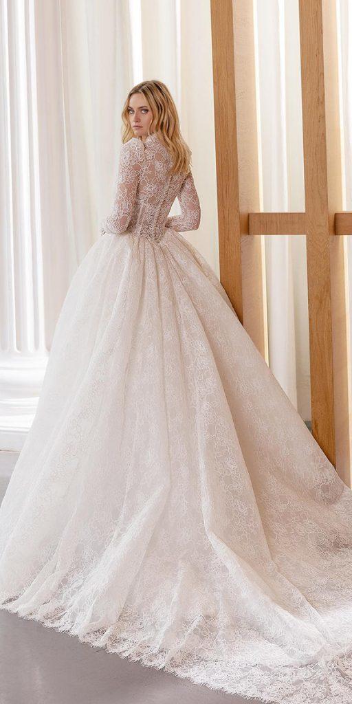 lace ball gown wedding dresses delicate lace with long sleeves pnina tornai
